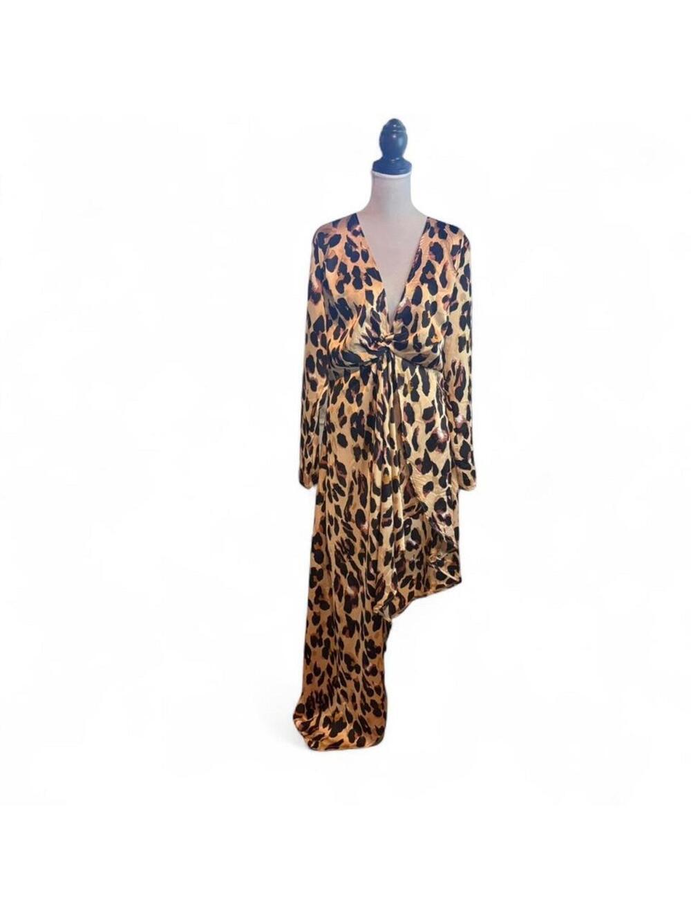 Pretty Little Thing leopard print maxi dress size 10